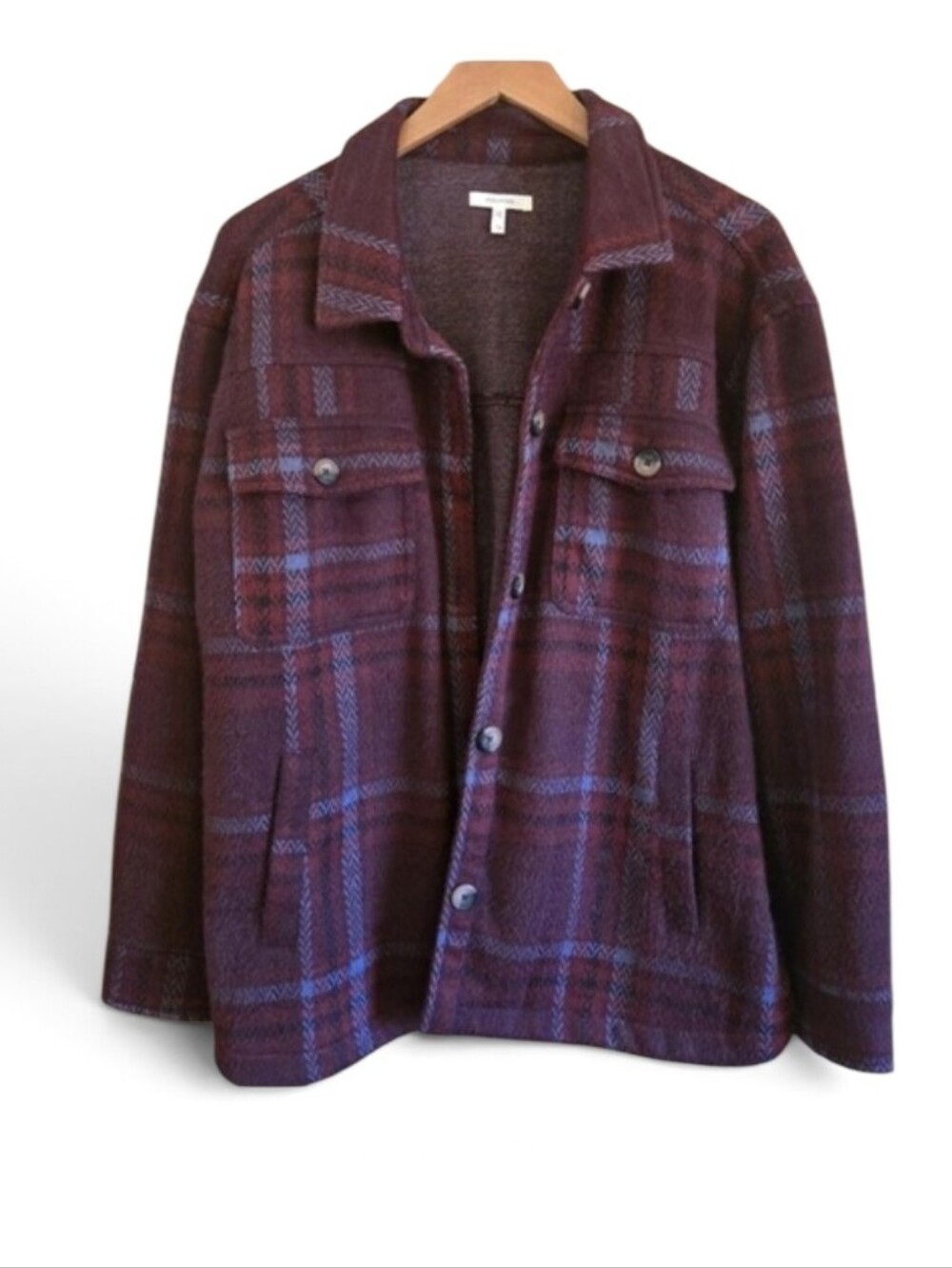 Maurices Plaid Buttoned Down Shacket Maroon